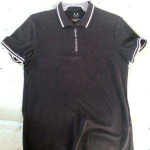 Black short sleeve A/X zip polo